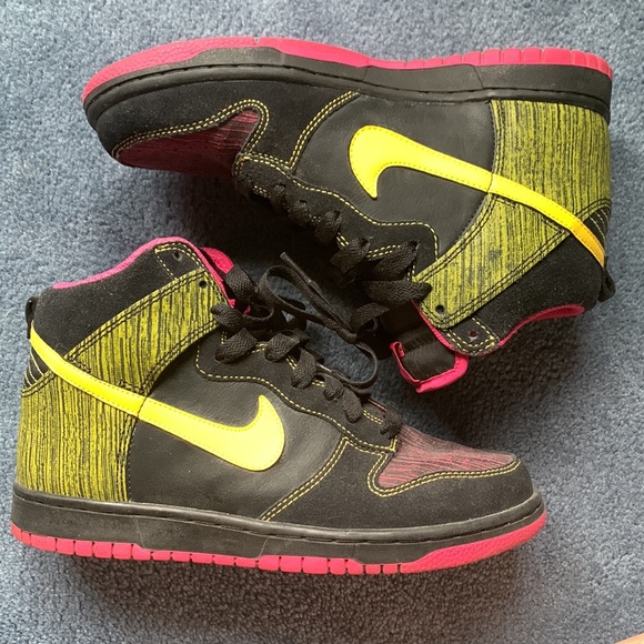 Nike Dunk High 6.0 ‘Neon Yellow Pink’ - 7.5 - Picture 1 of 4